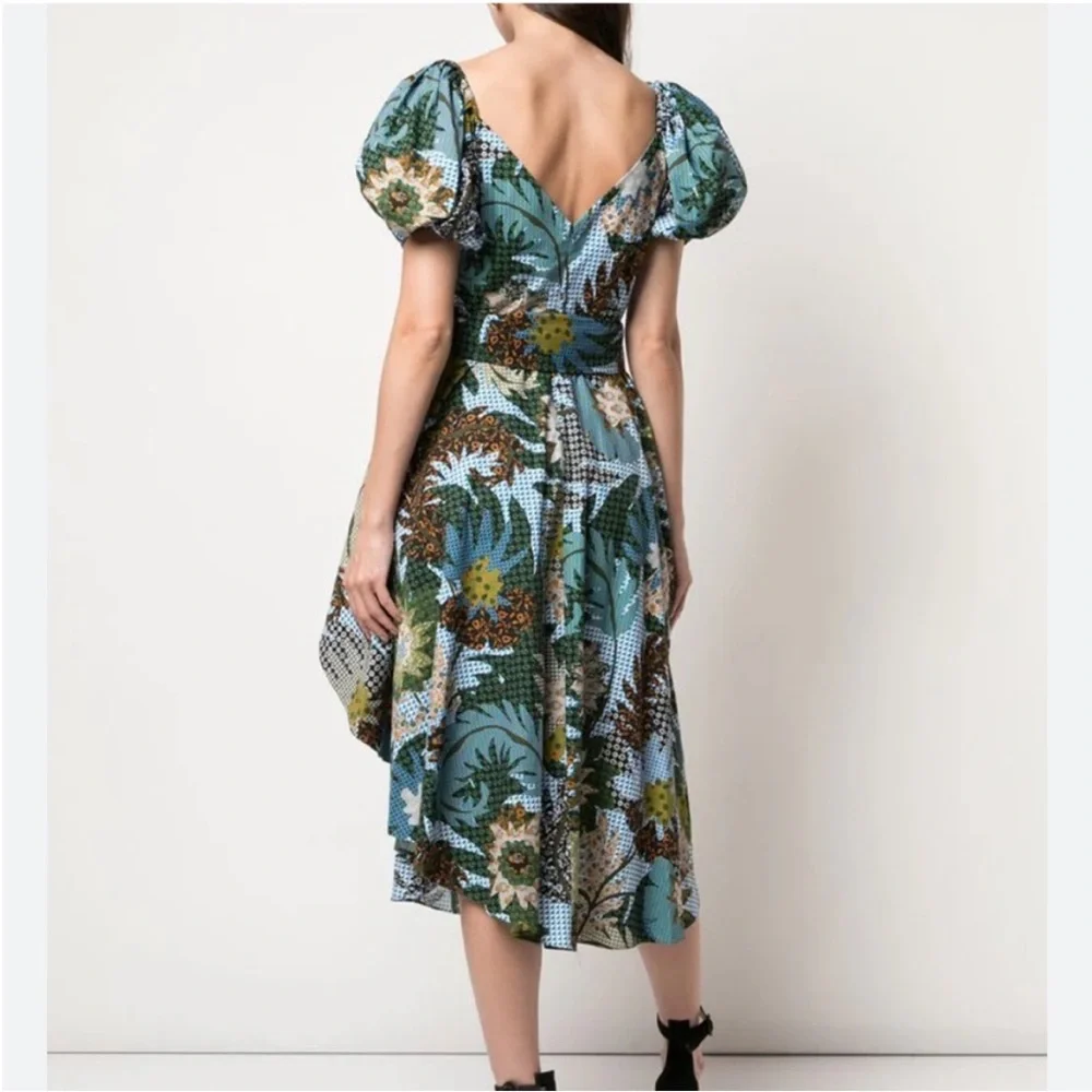Sachin + Babi Blue Floral Puff Sleeve Midi Dress (No belt!) - Picture 2 of 8